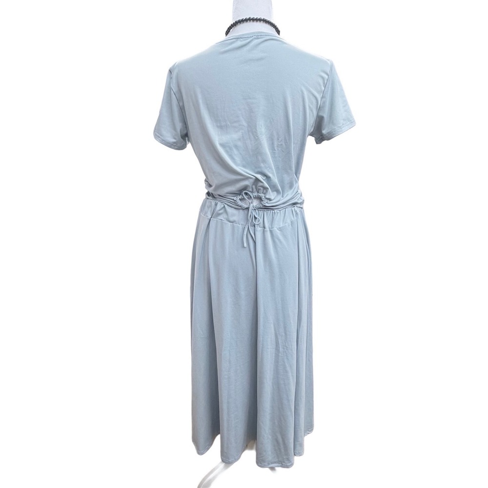 Baby Blue Co-ord Set Midi Skirt & Short Sleeve Crop Top Small Med Comfy Coquette - Picture 3 of 5